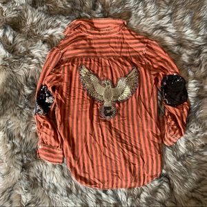 Nu Vintage Funky Sequin Rock & Roll Top Shirt